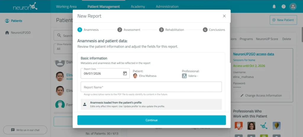 Enter and select the information you want to include – NeuronUP
