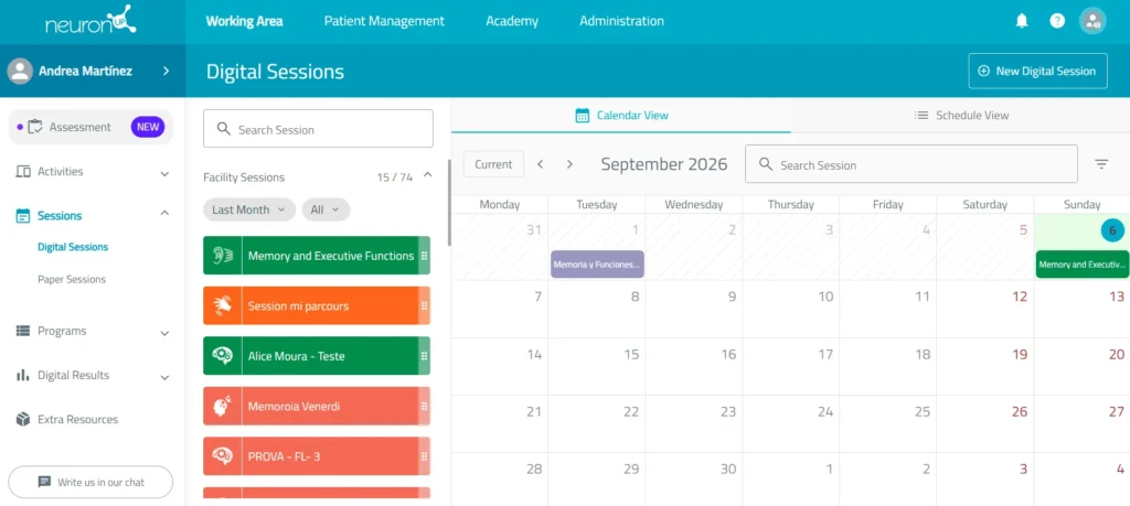 Check how the session is going – NeuronUP