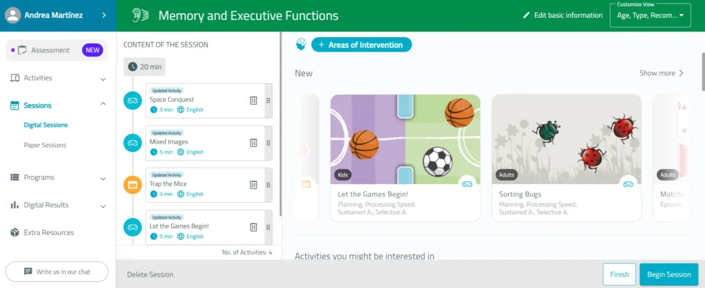 Arrange the order of the activities – NeuronUP