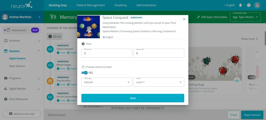 Configure the activities – NeuronUP