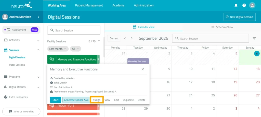 Assign the session and configure its behavior – NeuronUP